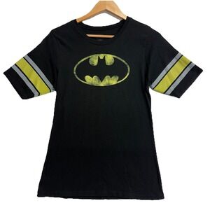 Batman Logo Graphic Tee Womens XL Black Yellow DC Comics Shirt Y2K